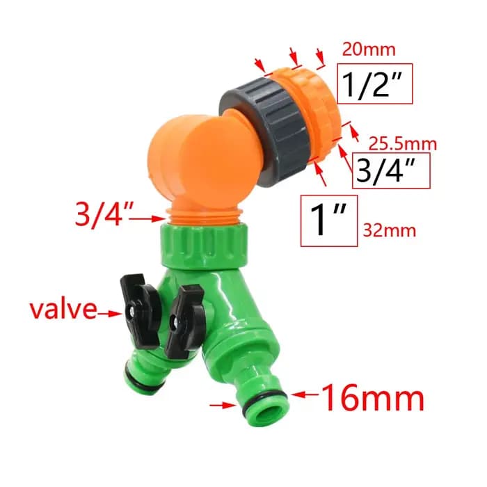 Robinet de jardin à 2/4 voies femelle, filetage 1/2 3/4 1 pouce, Valve d'irrigation en Y, séparateur