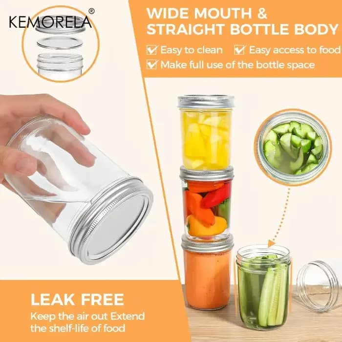 KEMORELA Mason pots 350ML avec couvercles 4 pièces Pint