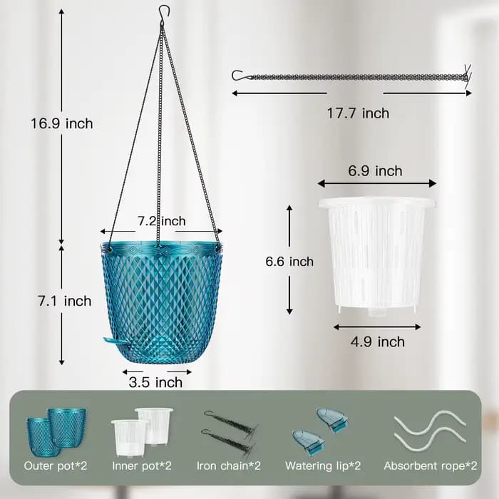 Lot de 2 pots auto-arrosants de 5