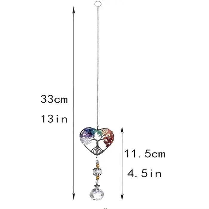 Attrape-soleil suspendu en verre sur fenêtre, 1 pièce, ornement d'arbre arc-en-ciel en forme de cœur
