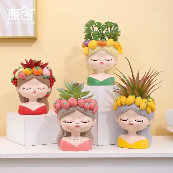Pot de fleur de fille mignonne pour plantes succulentes, jardinières décoratives, Pots de jardin de