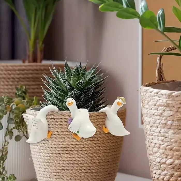 Adorables Ornements de Jardin en Résine en Forme de Canard pour Pots de Fleurs – Décoration Fantaisiste pour Patio
