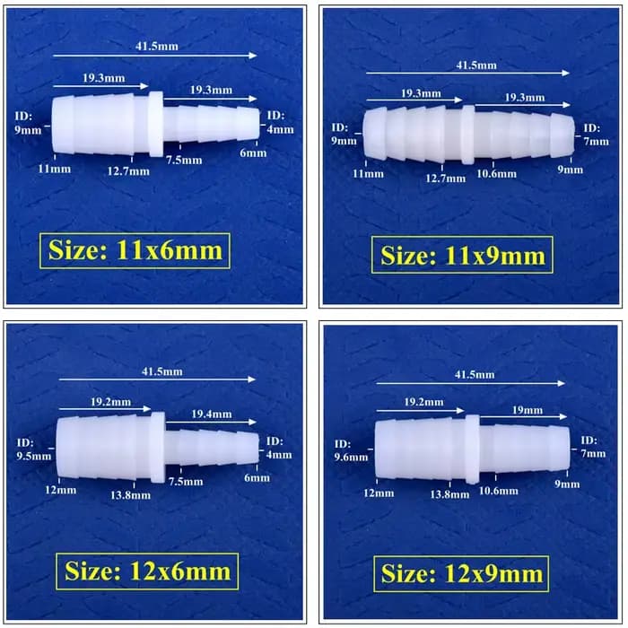 5 ~ 200 pièces 4 ~ 12mm à 2.4 ~ 9mm blanc PE pagode réduisant les connecteurs directs réservoir d'aq