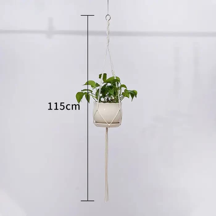 Panier suspendu pour plantes en macramé fait à la main
