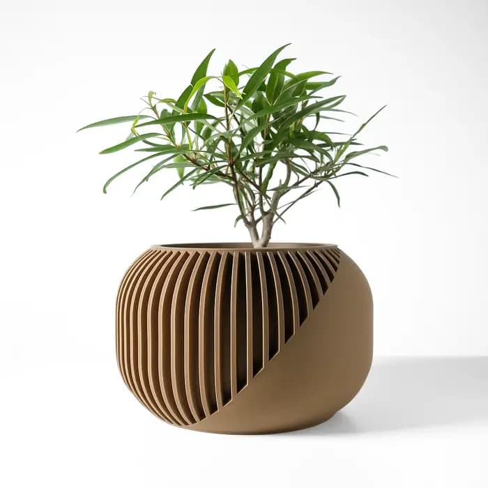 Pot à plantes moderne et minimaliste imprimé en 3D - Pot à fleurs biodégradable pour la décoration de la maison, cadeau durable et écologique (Narvo)