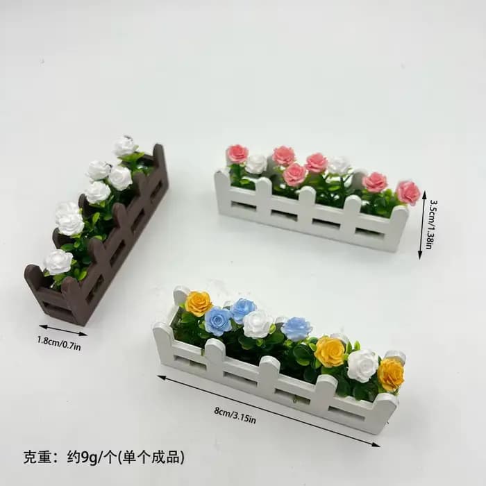 Mini fleur en pot, ensemble de fleurs de clôture de roses, ornement décoratif Miniature en bois, accessoires de photographie, modèle de décoration pour la maison