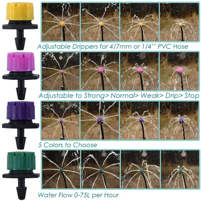 Goutteur d'irrigation goutte à goutte pour jardin, buse réglable, arroseur, émetteur, pelouse, fleur