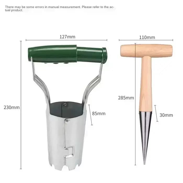 Semoir en acier inoxydable, pelle, manche en bois horticole, perçage de trous, transplantation de semis, plantation de fleurs, jardinière de semis