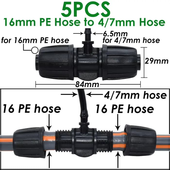 Sprycle 5 pièces 16mm 1/2 ''PVC connecteur de tuyau de jardin arrosage goutte à goutte irrigation co