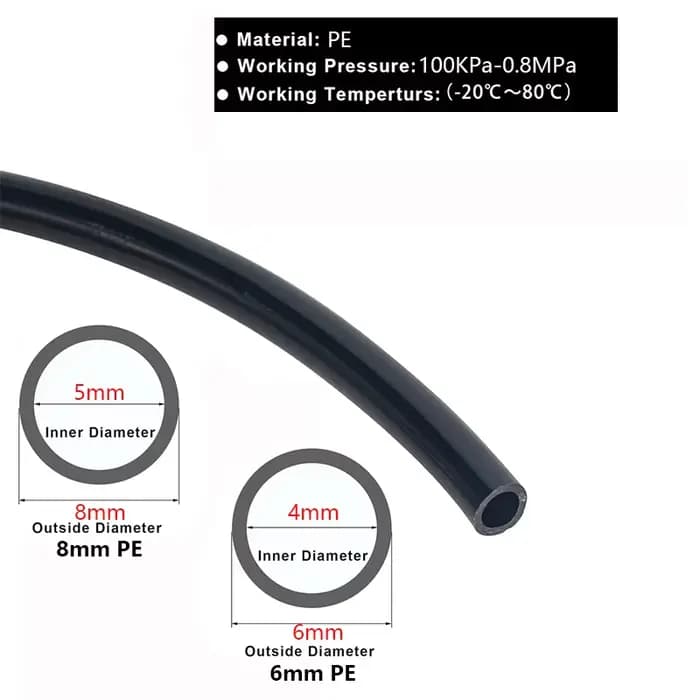Tuyau PE 5M/10M/20M, 6mm 8mm, pour système de refroidissement par brumisation, pour l'extérieur, l'a