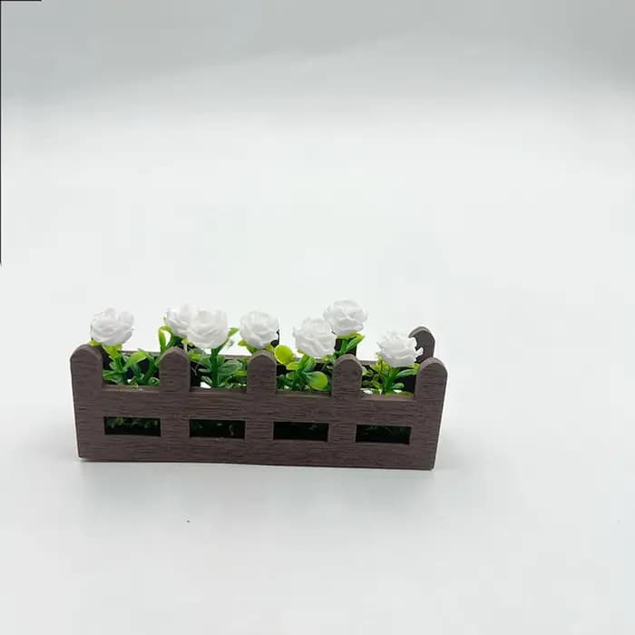 Mini clôture de Roses en pot, ensemble de fleurs, modèle de cloison de balcon, échelle, ornements miniatures, accessoires Photo, décoration de maison, décor de bureau