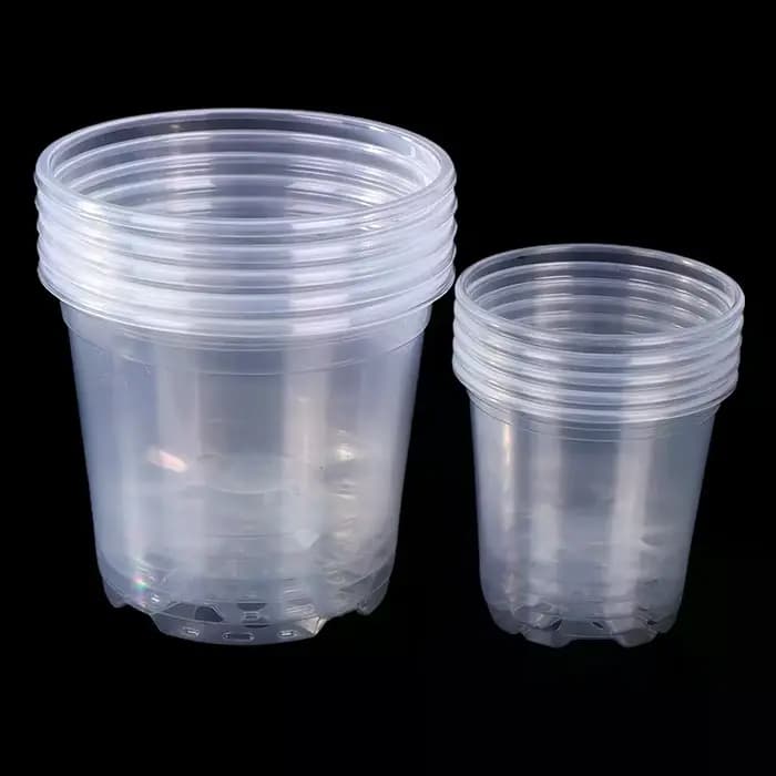 Pot de fleurs en plastique transparent avec trou de drainage
