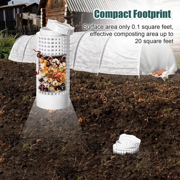 Bac de Compostage à Ver pour Petits Pots de Fleurs et Jardin, Tube de Compostage à Thé en PVC, Gain de Place, Entretien du Jardin et de la Pelouse, 1 Pièce
