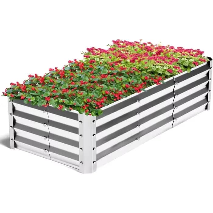 Kit de jardinière en acier galvanisé 4x2x1 pieds, grande jardinière sans fond pour jardinage et plantation en extérieur