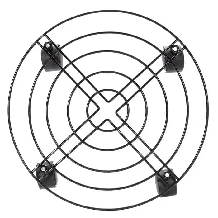 Plateau de Pot de plante de fleur rond en métal noir, 4 tailles, 4 roues, jardinière lourde, Pot de
