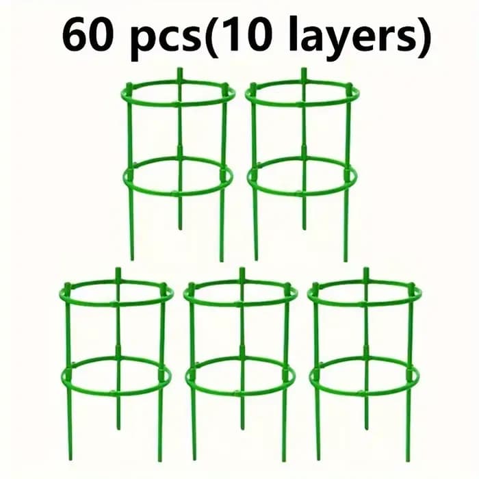 Anneaux de Support pour plantes empilables en plastique, 60 pièces, piquets de jardin à 10 niveaux p