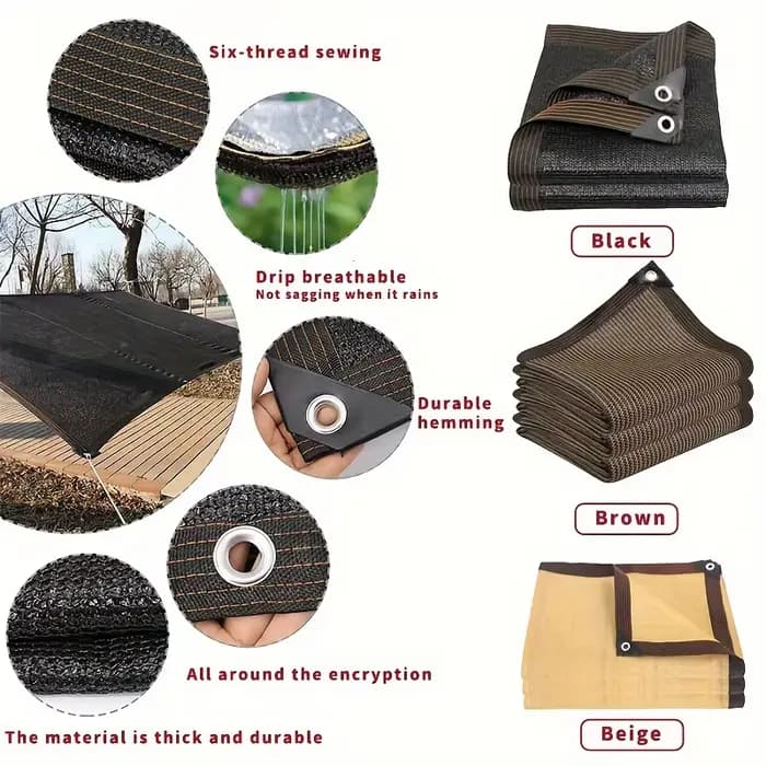 Filet pare-soleil beige, auvent de protection UV, facile à installer, adapté au balcon, au cour, à l