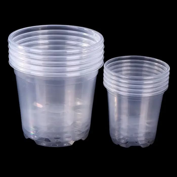 Pots de semis 5 pièces 3/3.5/4/5/6 pouces serre Pot de fleurs en plastique Transparent trou de Drainage Pot respirant Pot de fleur de pépinière