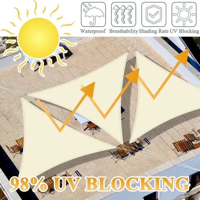 Voile d'ombrage triangulaire imperméable 2/3/3,6/5/7M, auvent de patio, abri solaire pour jardin ext
