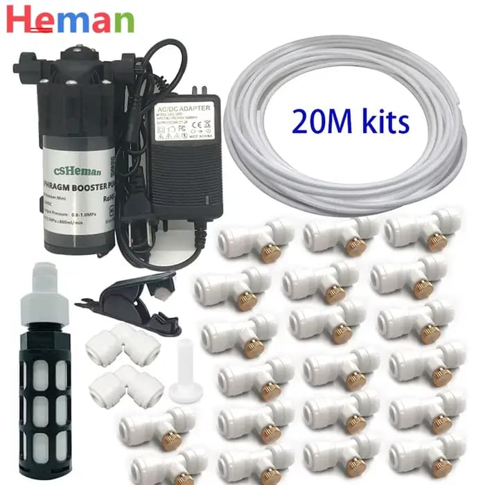 Kit de système de refroidissement par brumisation silencieux, pompe à eau silencieuse dc 24v, buse d