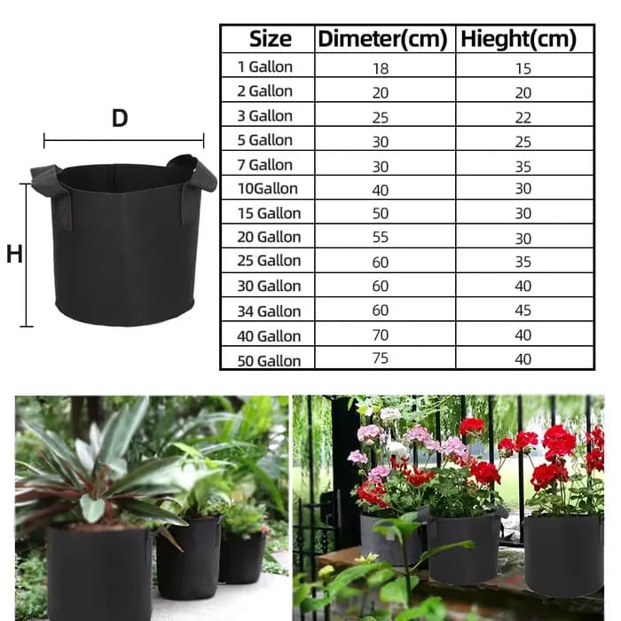Sacs de culture en feutre de 1 à 50 gallons, 3-5 pièces, avec poignées, Pot de culture en tissu de j