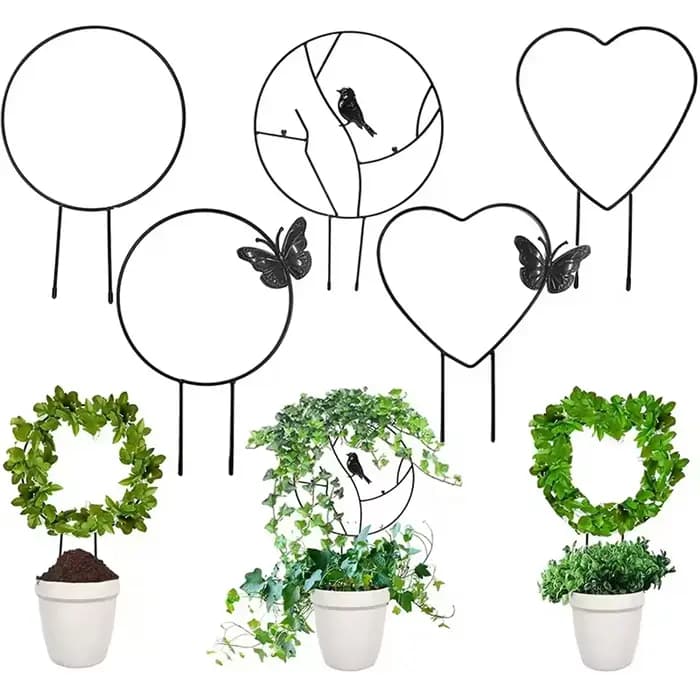 Support de plante grimpante en fer pour plantes grimpantes, avec revêtement antirouille noir pour fl