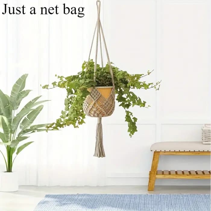 1 pièce Support de plante en macramé style bohème pour plantes succulentes d'intérieur et d'extérieur