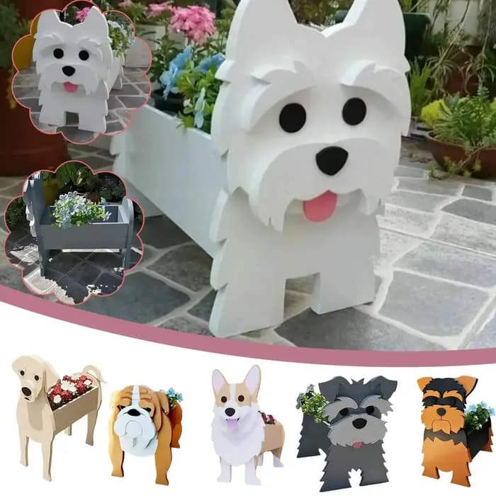 Jardinière de fleurs en PVC, Animal mignon, bricolage, chien de compagnie, décoration de jardin en pot, support de conteneur de plantes, Pots de fleurs de jardin, Orname