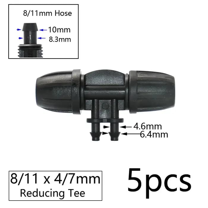 Connecteur de tuyau de jardin 3/8 "à 1/4", 8/11 à 4/7mm, verrouillage barbelé, bouchons d'extrémité