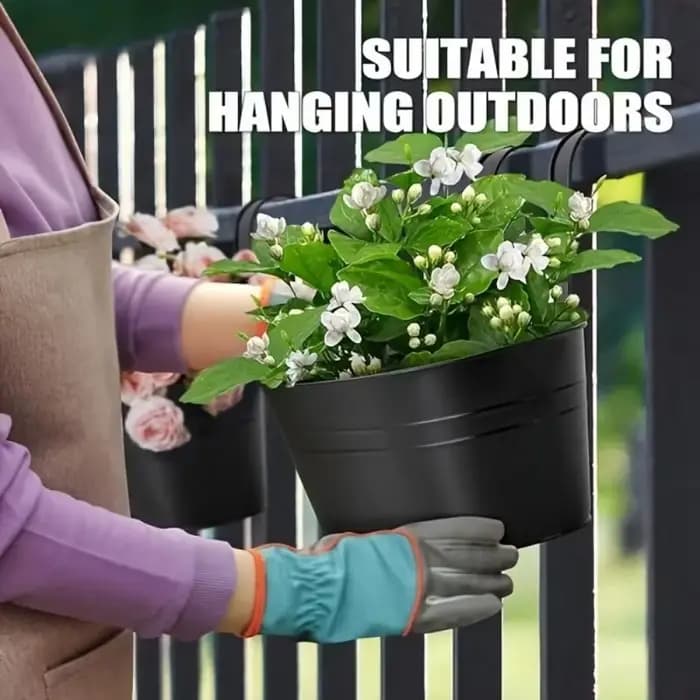 Pots de fleurs en fer avec trous et crochets de proximité, jardinières pour plantes extérieures, gar