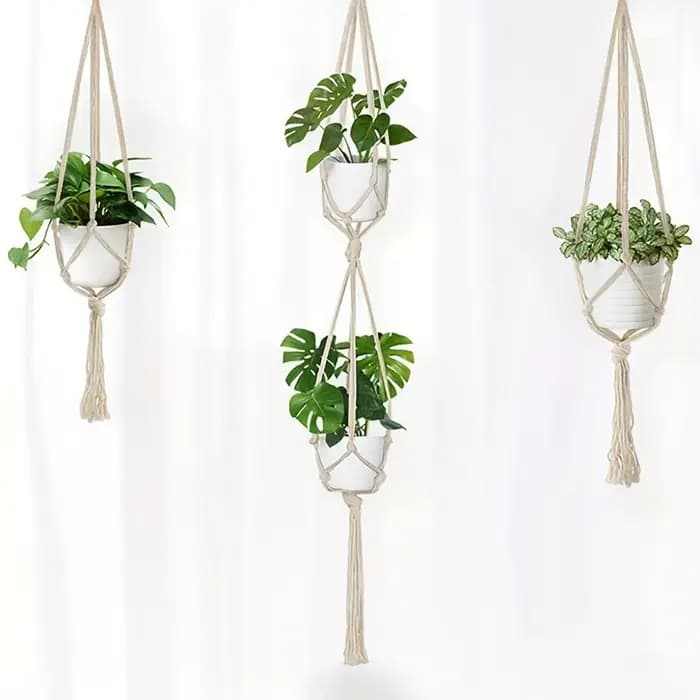 Cintres pour plantes en macramé tissés à la main, style bohème, avec 5 crochets, 3 tailles, pour la