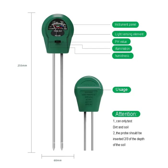 Humidimètre du sol ABS vert et Instruments de test du sol respectueux de l'environnement