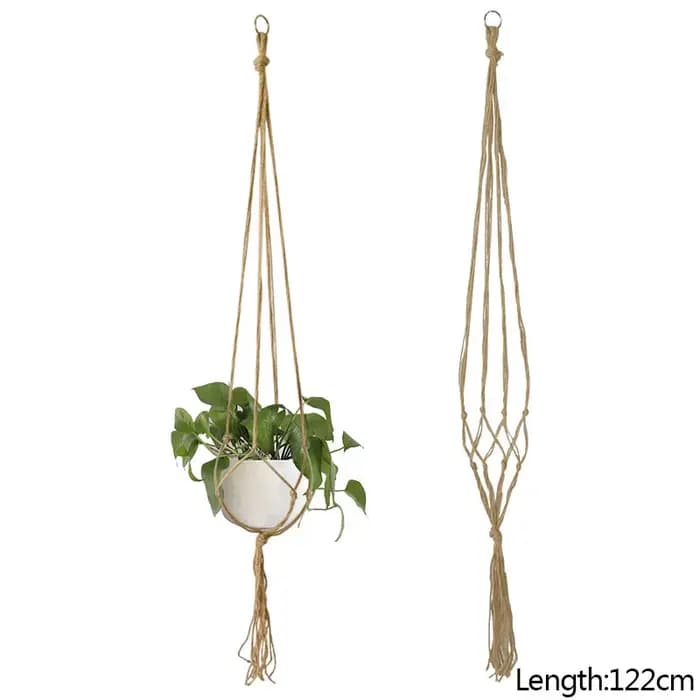 Panier suspendu de plantes en macramé fait à la main