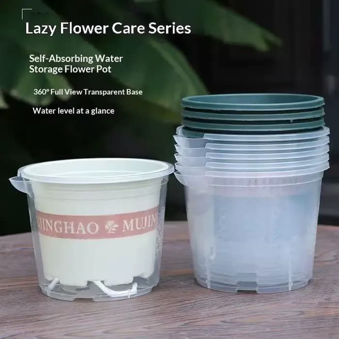 Pot de fleurs en plastique auto-arrosant à double couche pour plantes hydroponiques