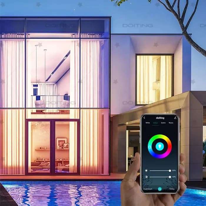 Ampoule intelligente WiFi E27 à intensité variable, RGBCW, lumière LED colorée 220V, application rég