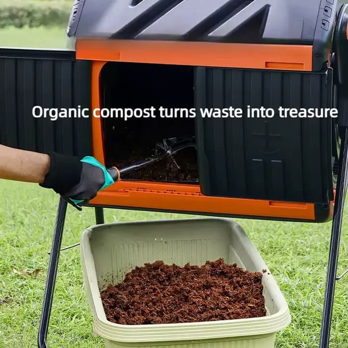 Composteur à bascule grande capacité pour déchets de jardin et de cuisine, bac de fermentation aérobie anti-corrosion pour extérieur