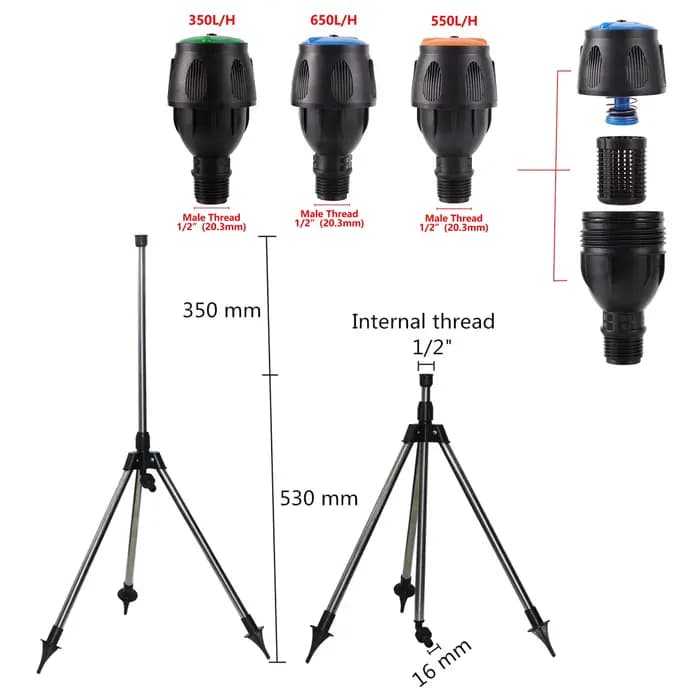 Arroseur à trépied de support télescopique d'irrigation à distance à 360 °, nouveau pulvérisateur ro