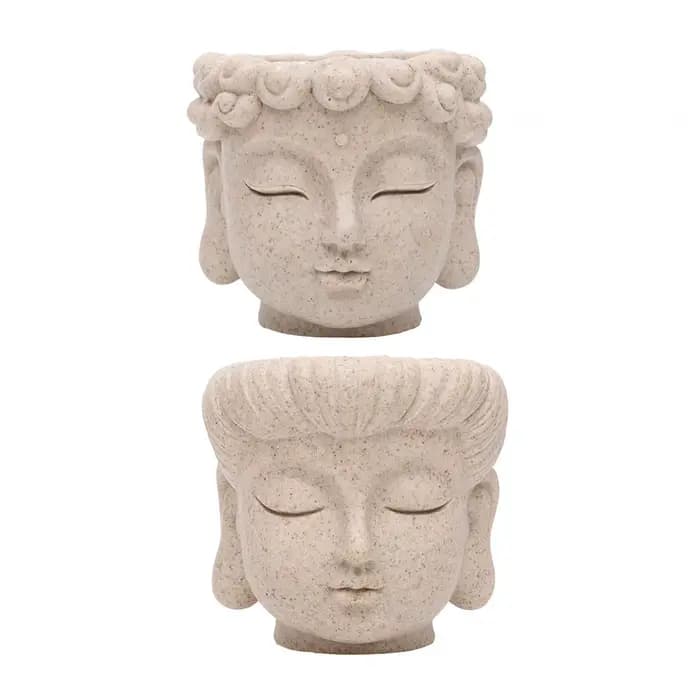 Pot de fleurs en forme de tête de Bouddha, décoration, cadeau, statue, organisateur, conteneur pour plantes, vase à fleurs pour bureau, table de cuisine, centre de table, maison, jardin