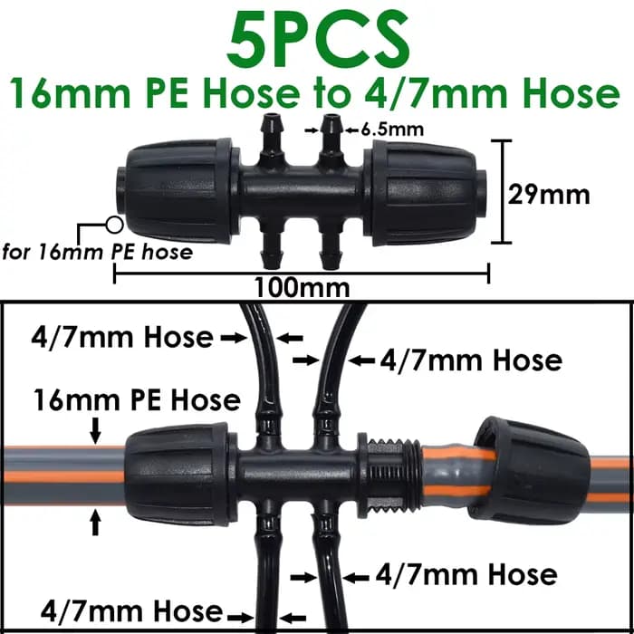 Sprycle 5 pièces 16mm 1/2 ''PVC connecteur de tuyau de jardin arrosage goutte à goutte irrigation co