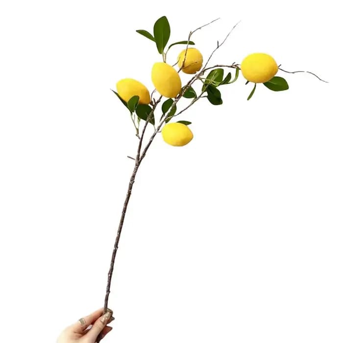 Branche de citron artificielle en feuilles vertes, simulation de fruit en plastique de luxe, arbre f