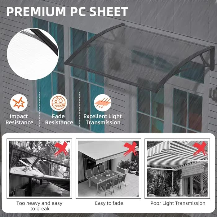 Auvent d'extérieur en Polycarbonate, couverture de toit étanche pour porte d'entrée, Patio, fenêtre,