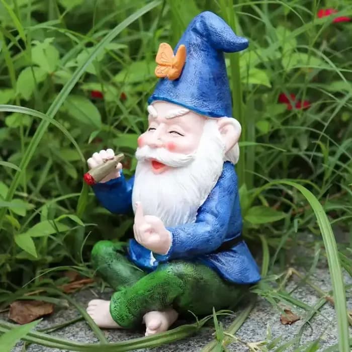 Statue de Gnome de jardin en résine, Figurine de fumer, doigt du milieu, étagère de bureau, décorati