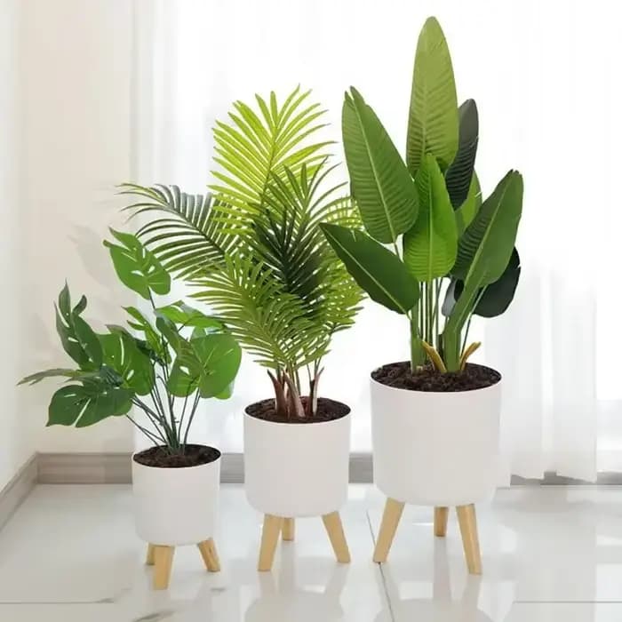 Pot de fleur avec support en bois, présentoir pour plantes, jardinière pour bureau intérieur, décoration de salon, Pot de fleur sur pied