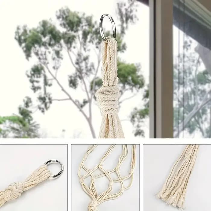 Cintres pour plantes en macramé tissés à la main, style bohème, avec 5 crochets, 3 tailles, pour la