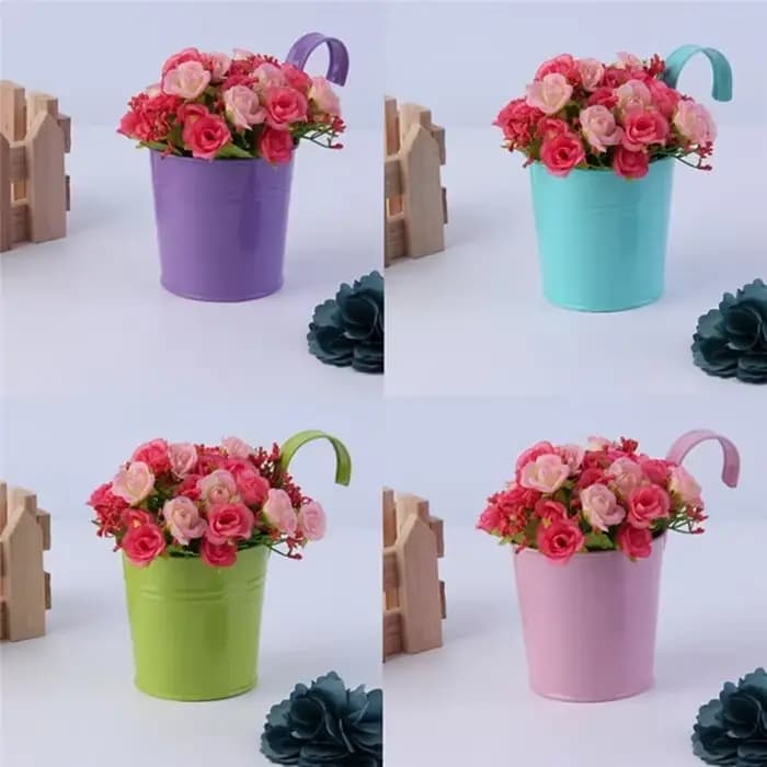 Mur de fleurs en fer métallique, 10 couleurs, pot de plantes, crochet E27 18, pots de jardinière de