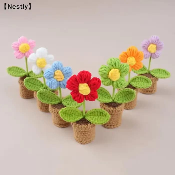 Joli pot de fleurs au crochet tressé à la main