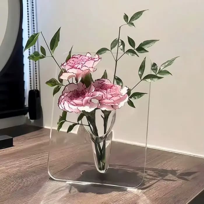 Vase à fleurs à cadre – Vase en acrylique transparent pour fleurs