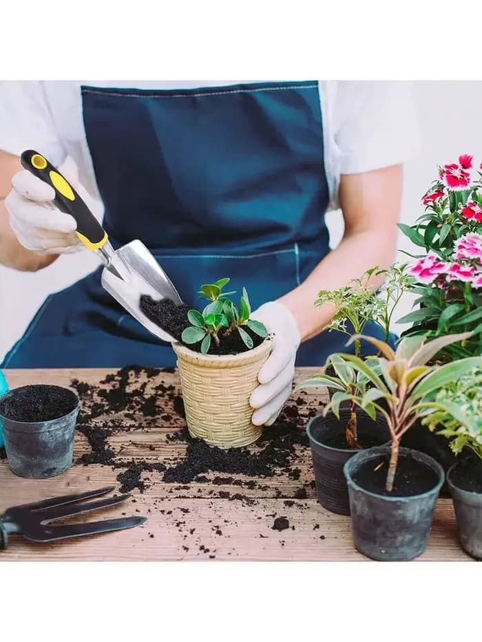 1pc/ Pelle de jardinage en acier inoxydable avec poignée antidérapante en caoutchouc pour la plantation