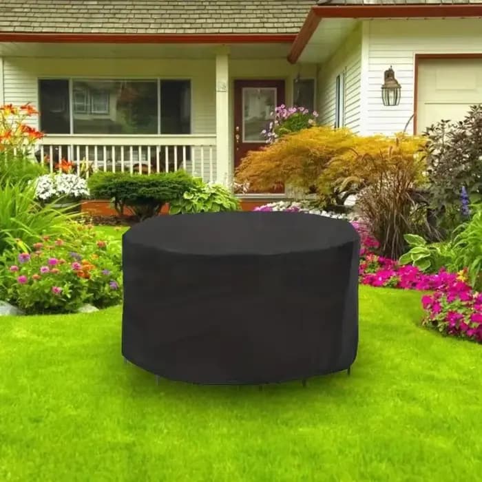 Housse anti-poussière pour table ronde de jardin avec corde de serrage, adaptée aux petites tables r