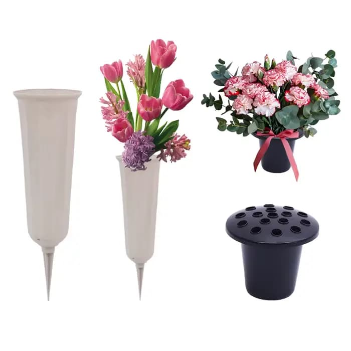 4 pots de fleurs commémoratifs avec trou d'insertion en plastique